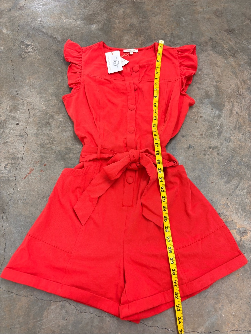 NWT Skies Are Blue Poppy Red Utility Romper Size Medium - Picture 4 of 5